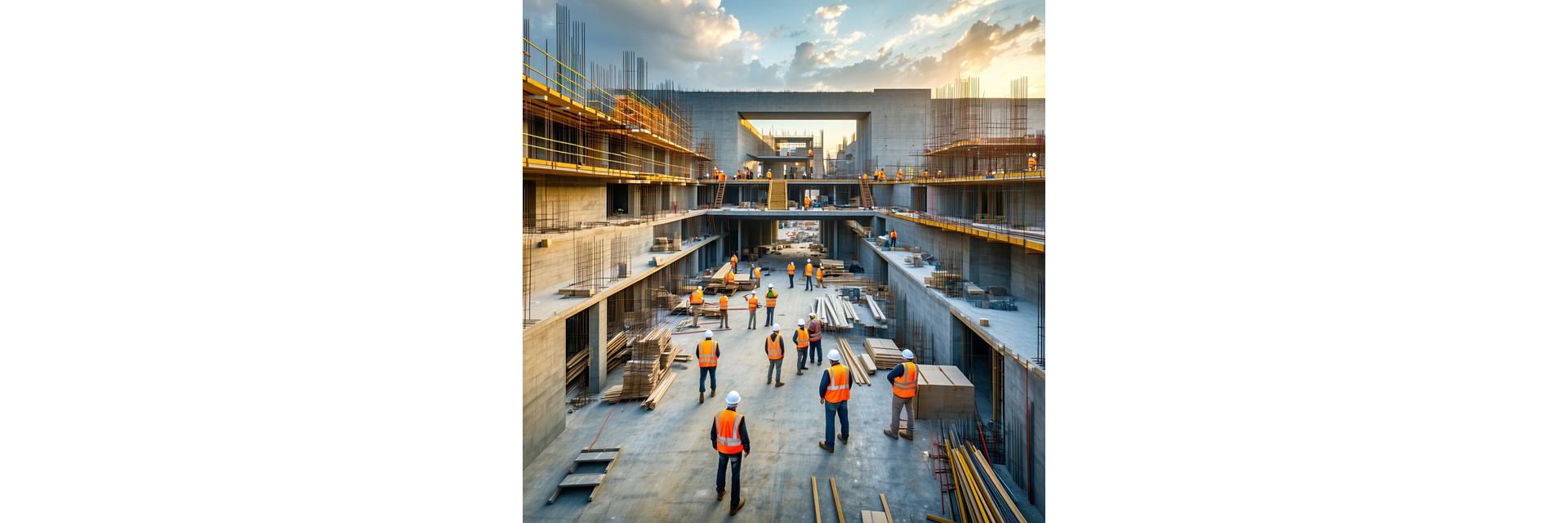 Chantier moderne à Lyon avec équipe de construction